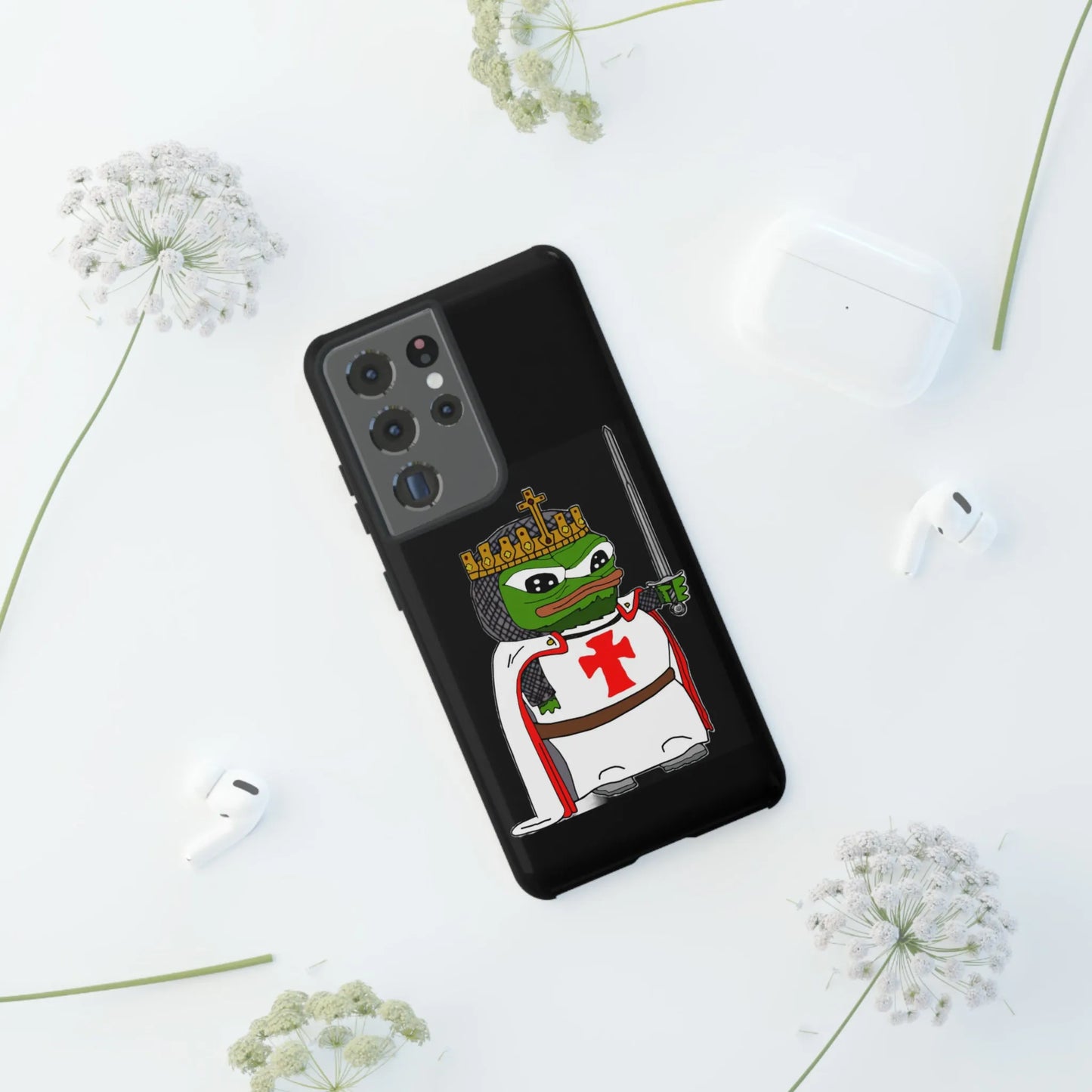 Crusader Pepe Cell Phone Case - Deus Vult Knight Phone Cover - 4LibertyShop.com