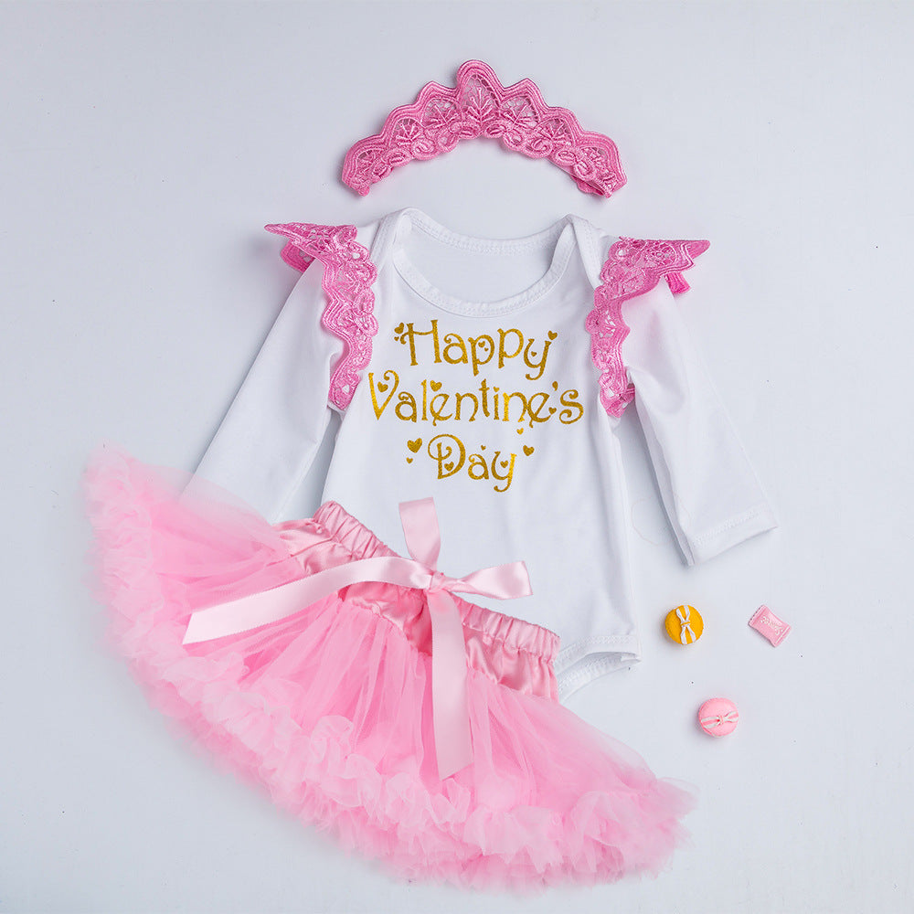 Cross-border baby children's holiday crown romper