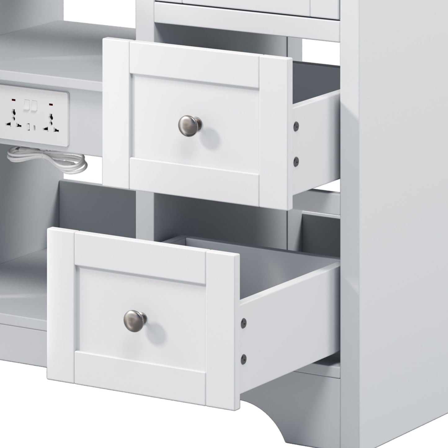 Double Sink Bathroom Vanity With Countertop, 2 Ceramic Sinks, 6 Drawers