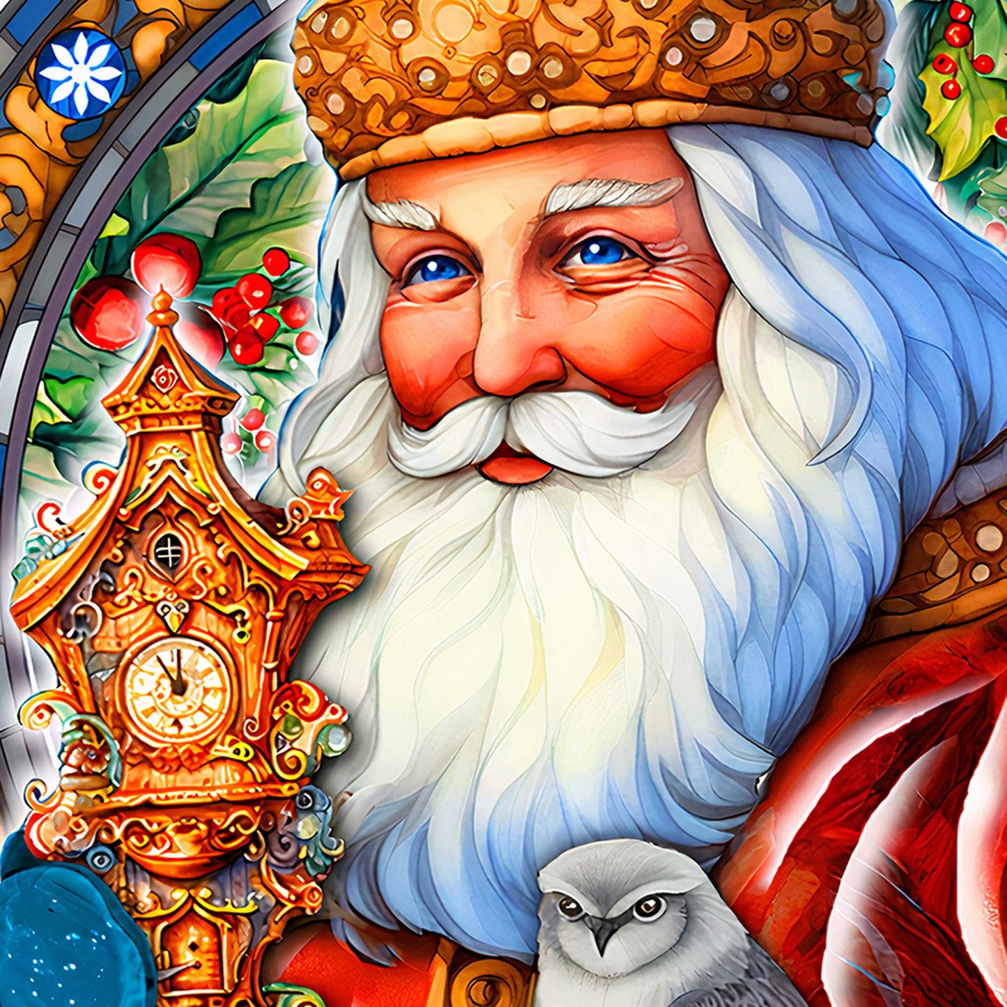 Santa with Clock Holiday Door Decor by G. Debrekht - Santa Snowman Decor - 8652818H