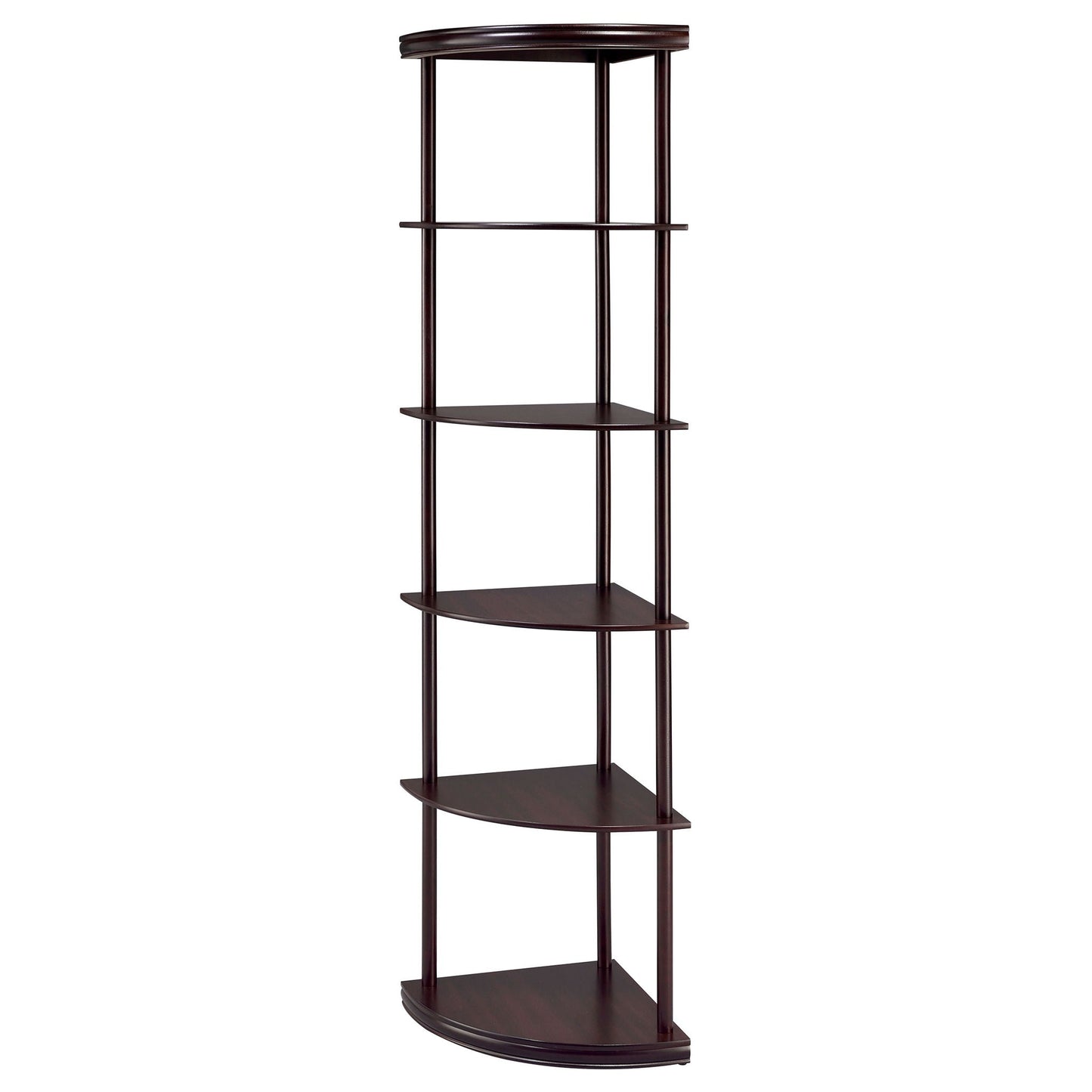 Corner Bookcase With 5 Shelves, Compact Design For Living Room - Cappuccino