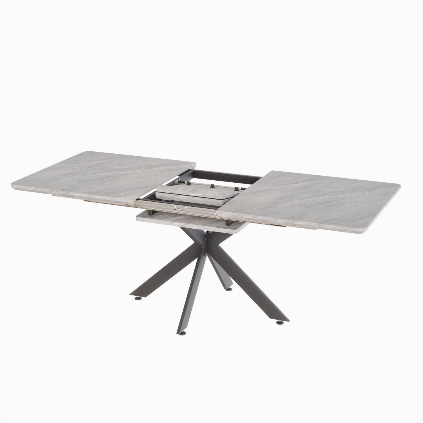 Modern Extendable Dining Table Set For 6 - 8 - Black / Gray