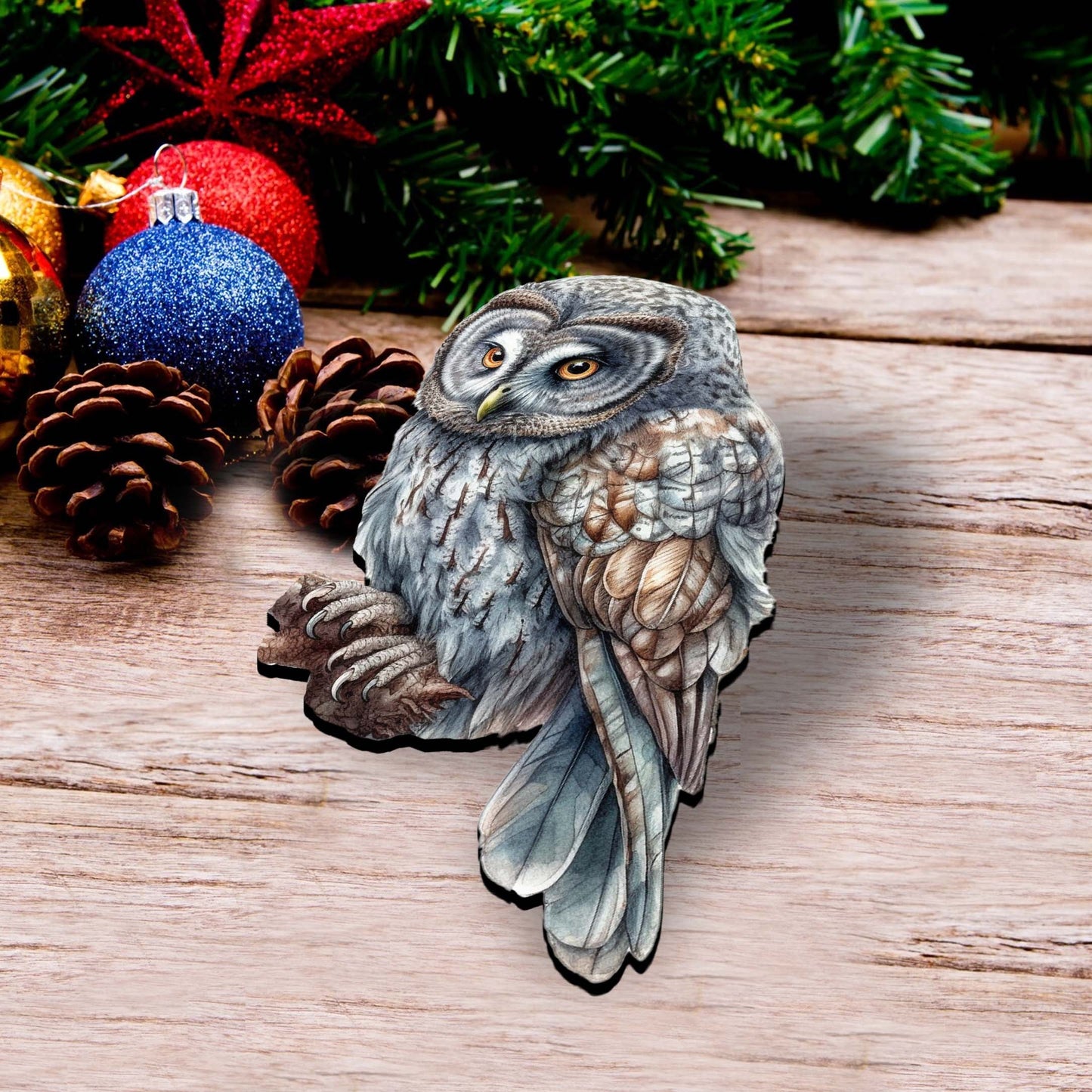 Night Owls Clip-On Eco Wood Decorative Ornaments Set of 3 by G. Debrekht - Wildlife Decor - 8091004C-S3