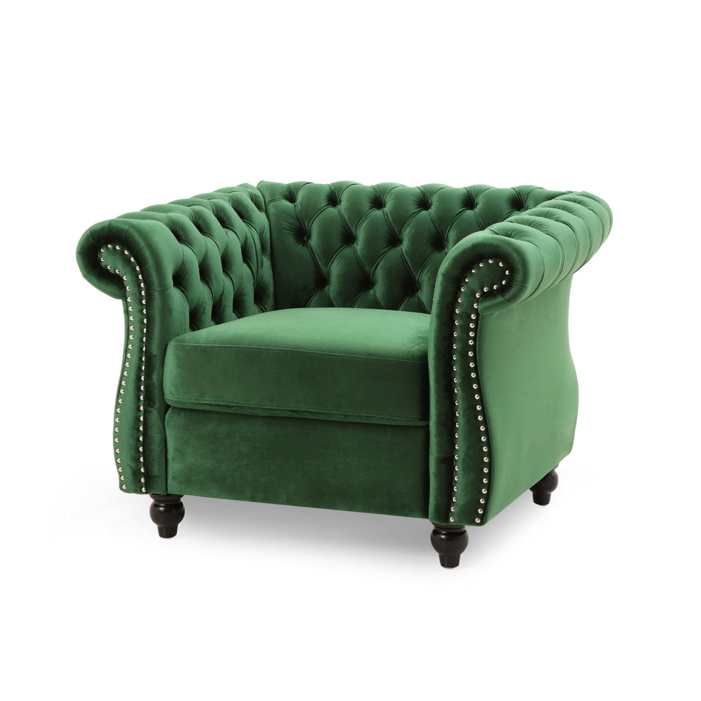 Nexuson Upholstered Chesterfield Chair With Deep Tufted And Nailhead Trim