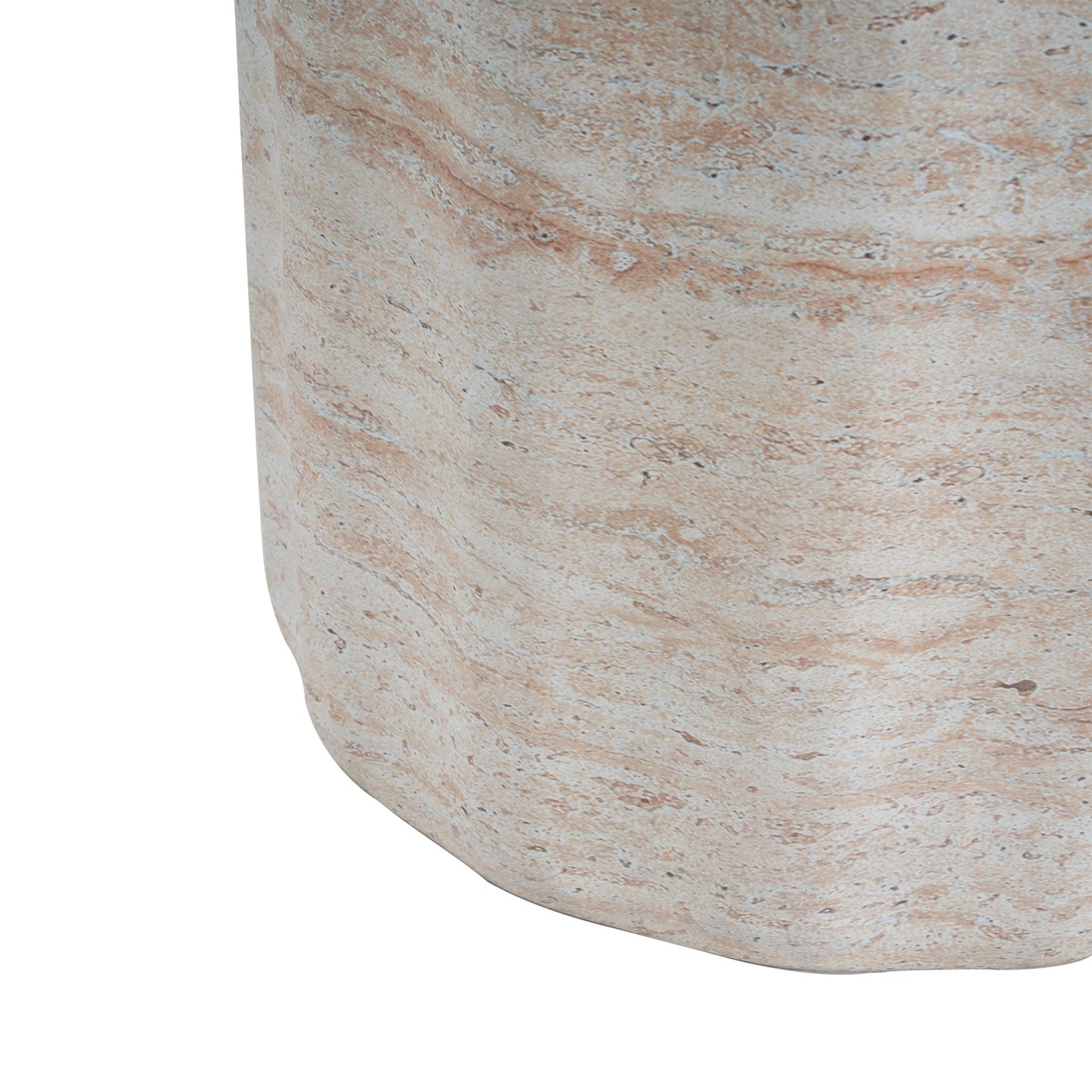Elegant Indoor/Outdoor Lightweight Concrete Side Table With Travertine - Beige