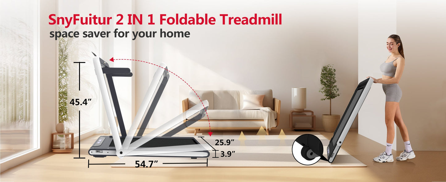 2 in 1 Under Desk Treadmill 2.5HP Folding Electric Machine
