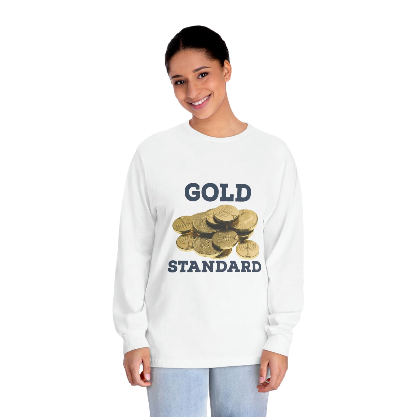 Gold Standard Hanukkah Gelt Long Sleeve Tee - 4LibertyShop.com