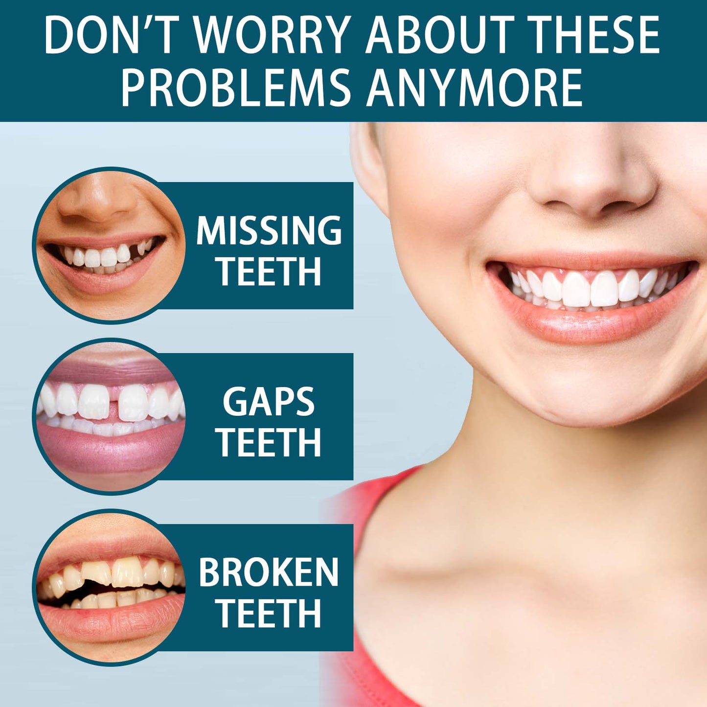 Adjustable Buckle Dentures, Modified Teeth Interdental Set Orthodontic Dentures Set
