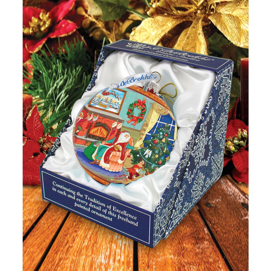 Christmas Eve Ball Glass Ornament Limited Edition by G. DeBrekht - Christmas Santa Snowman Decor - 73846