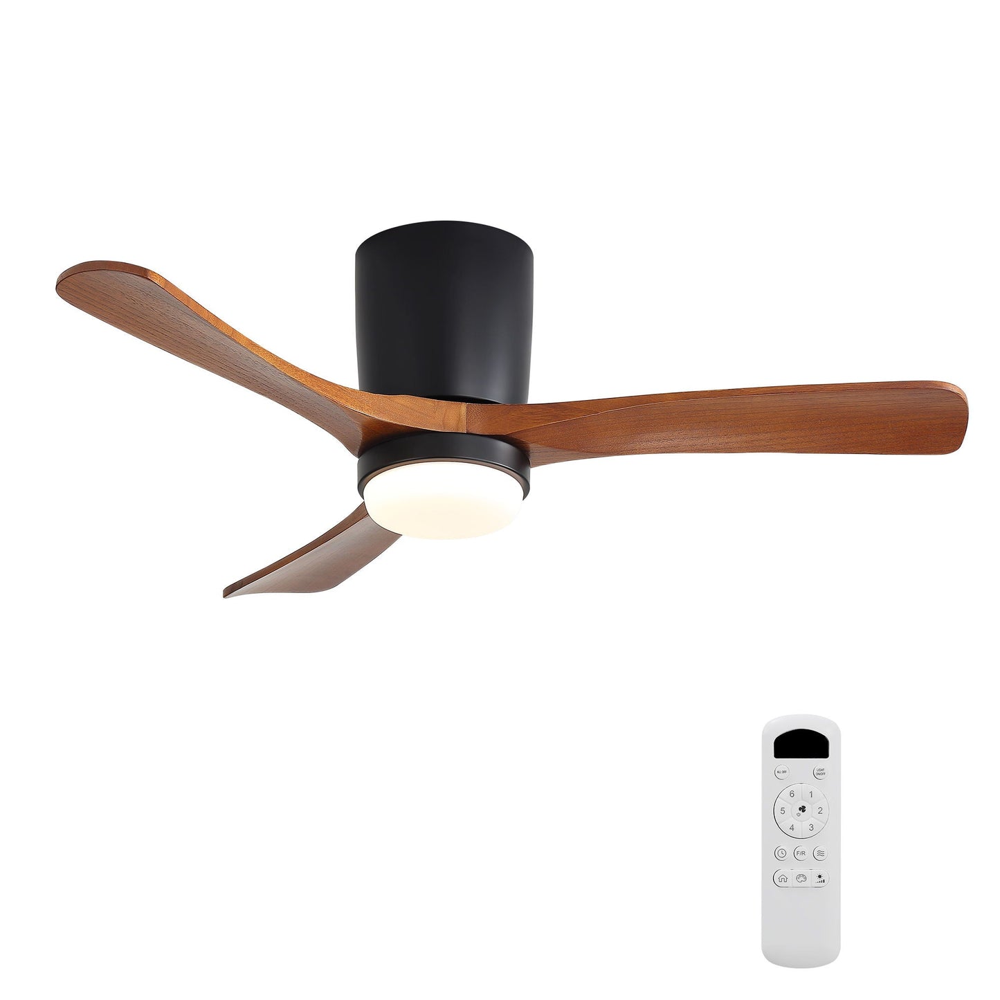 Ceiling Fan With Light, Dimmable 3 Color LED, Silent Matte Black