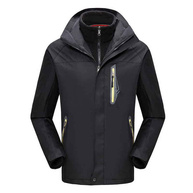 Winter Fleece-lined Thickened Three-in-one Shell Jacket Outdoor Windproof Waterproof Mountaineering Suit