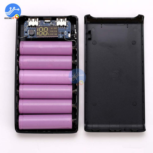 6x18650 Power Bank Box Shell Battery Charger Case 6*18650 Battery Storage Holder Type-C Micro USB Port for Mobile Phone Charger