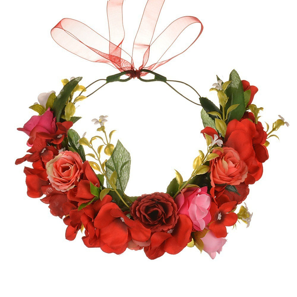 Big Red Rose Blossom Hair Band Bridal Flower Ring Hair Band