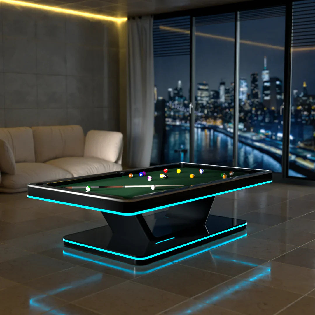 White Billiards The Stark Modern Slate LED Pool Table