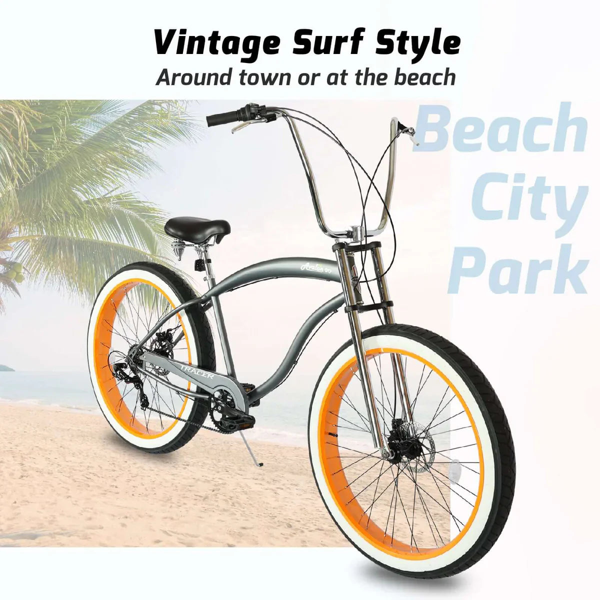 Tracer Avalon GT 29'' Fat Tire Stretch Beach Cruiser Bike 1-Speed/7-Speed