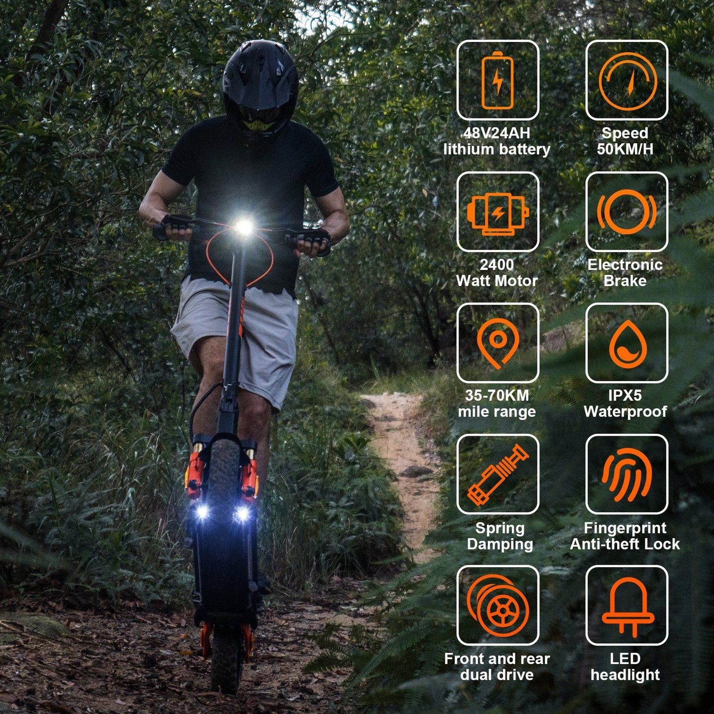 Cunfon RZ1000 Electric Scooter - Dual Motor 2400W, All-Terrain