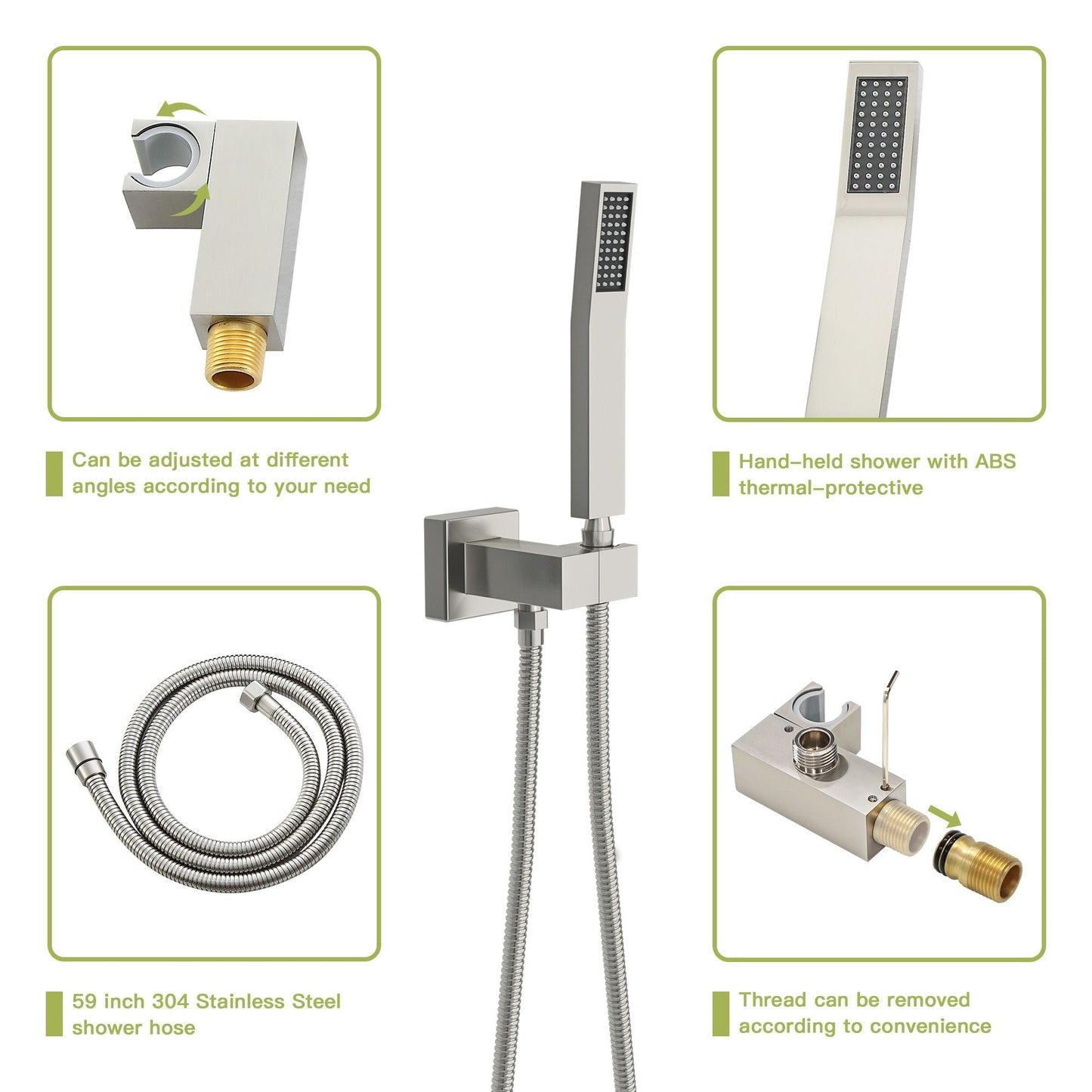 Dual Shower Head 16" Ceiling Mount Square Shower System With Rough In Valve