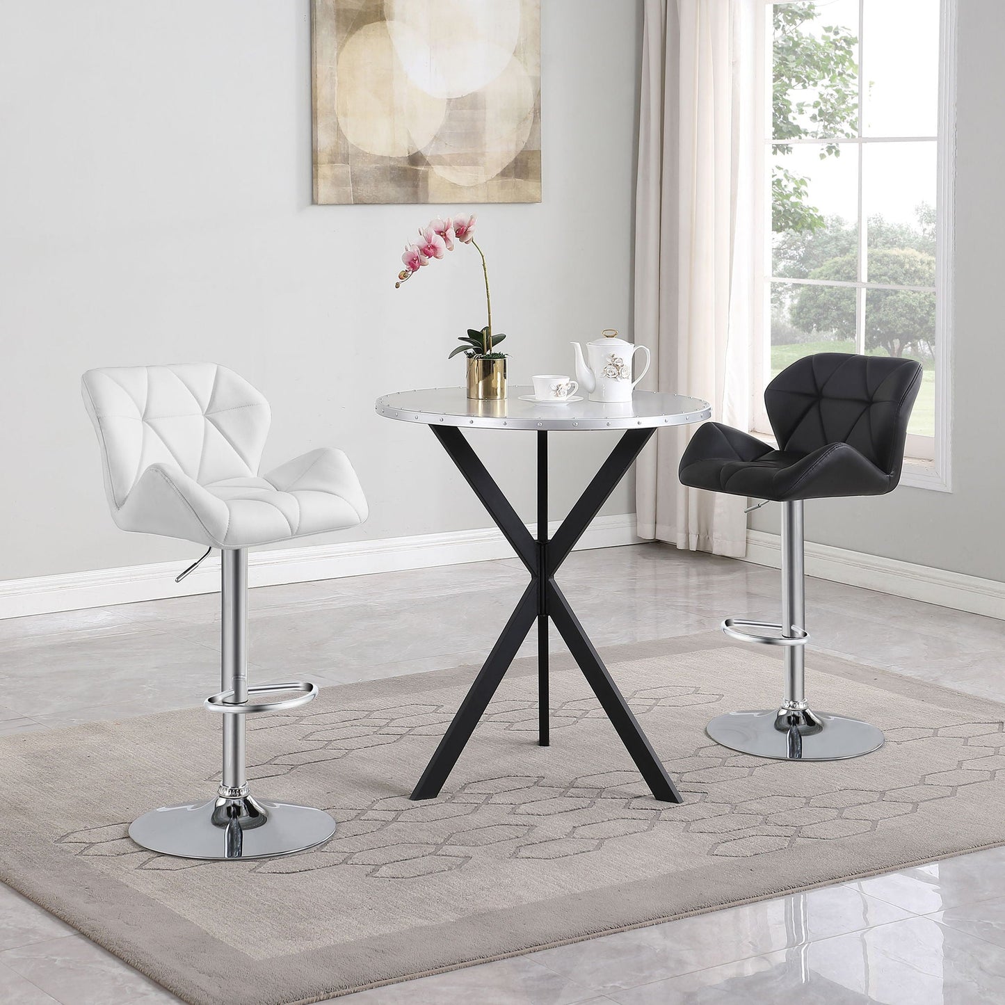 Kerwin - Upholstered Adjustable Bar Stool (Set of 2) - White