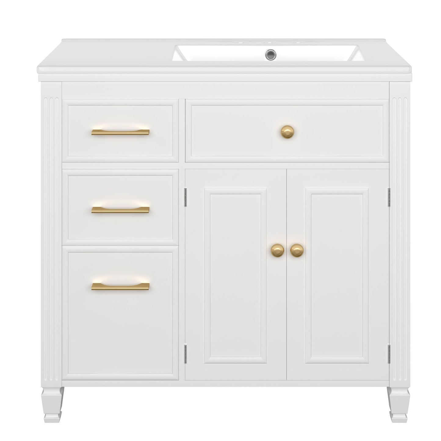 Modern Bathroom Vanity With Ceramic Sink, Freestanding