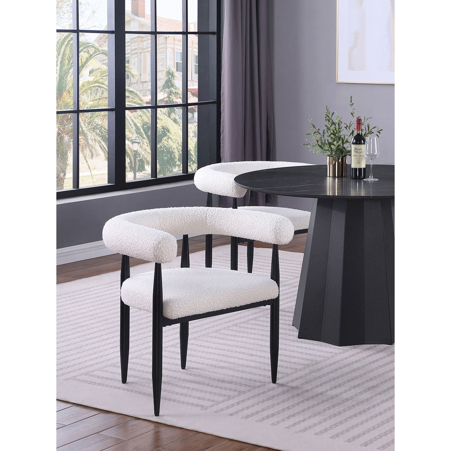 Notting - Upholstered Dining Arm Chair (Set of 2) In And Open C Shaped Backrest - Cream