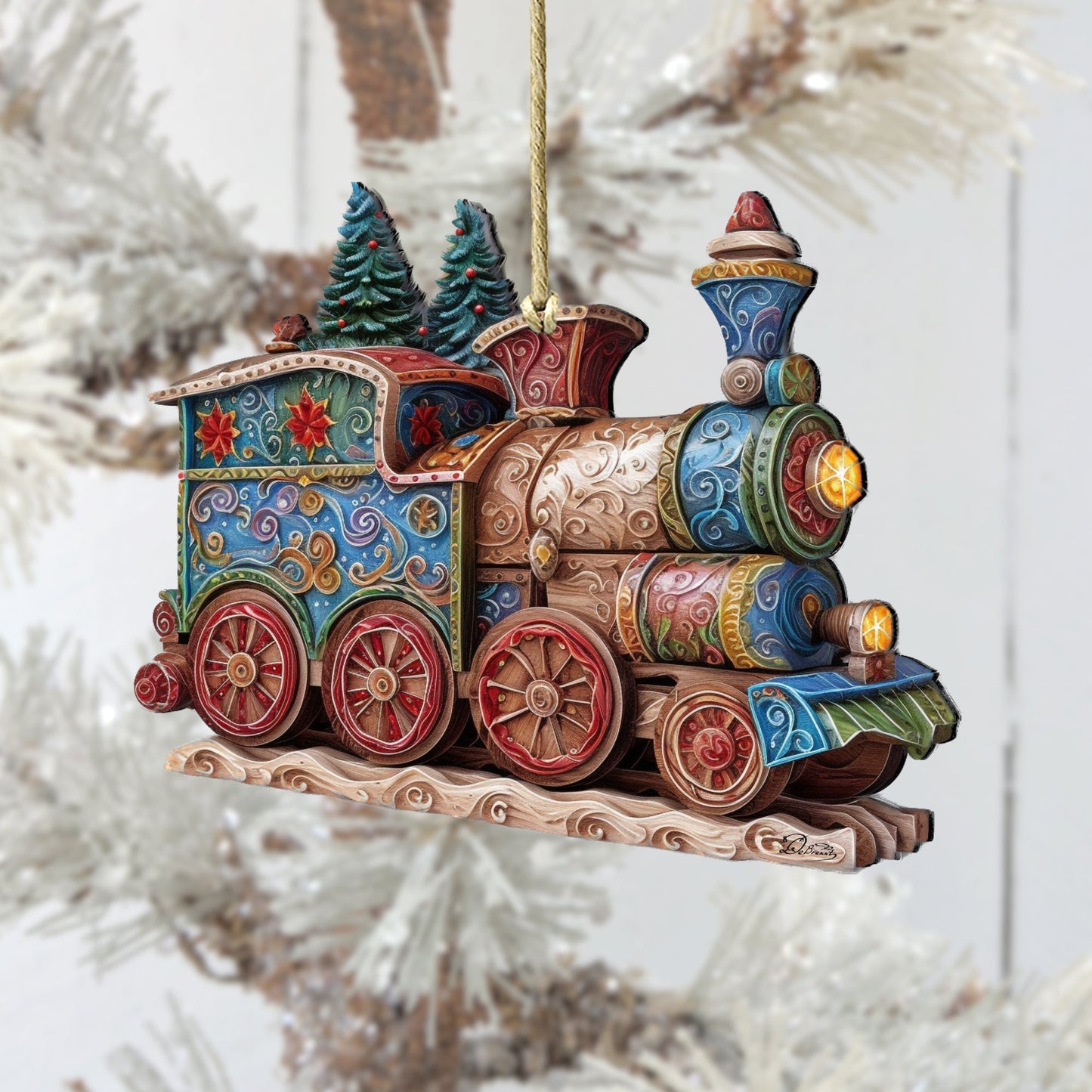 Christmas Train Wooden Ornaments Set of 3 by G. Debrekht - Christmas Decor - 8100198S3