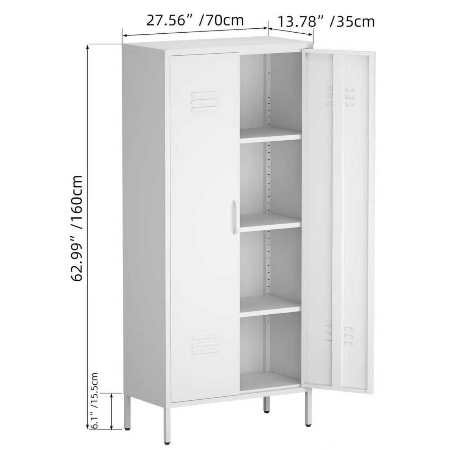 Modern Storage Cabinet with Adjustable Shelves and Magnetic Door Stopper