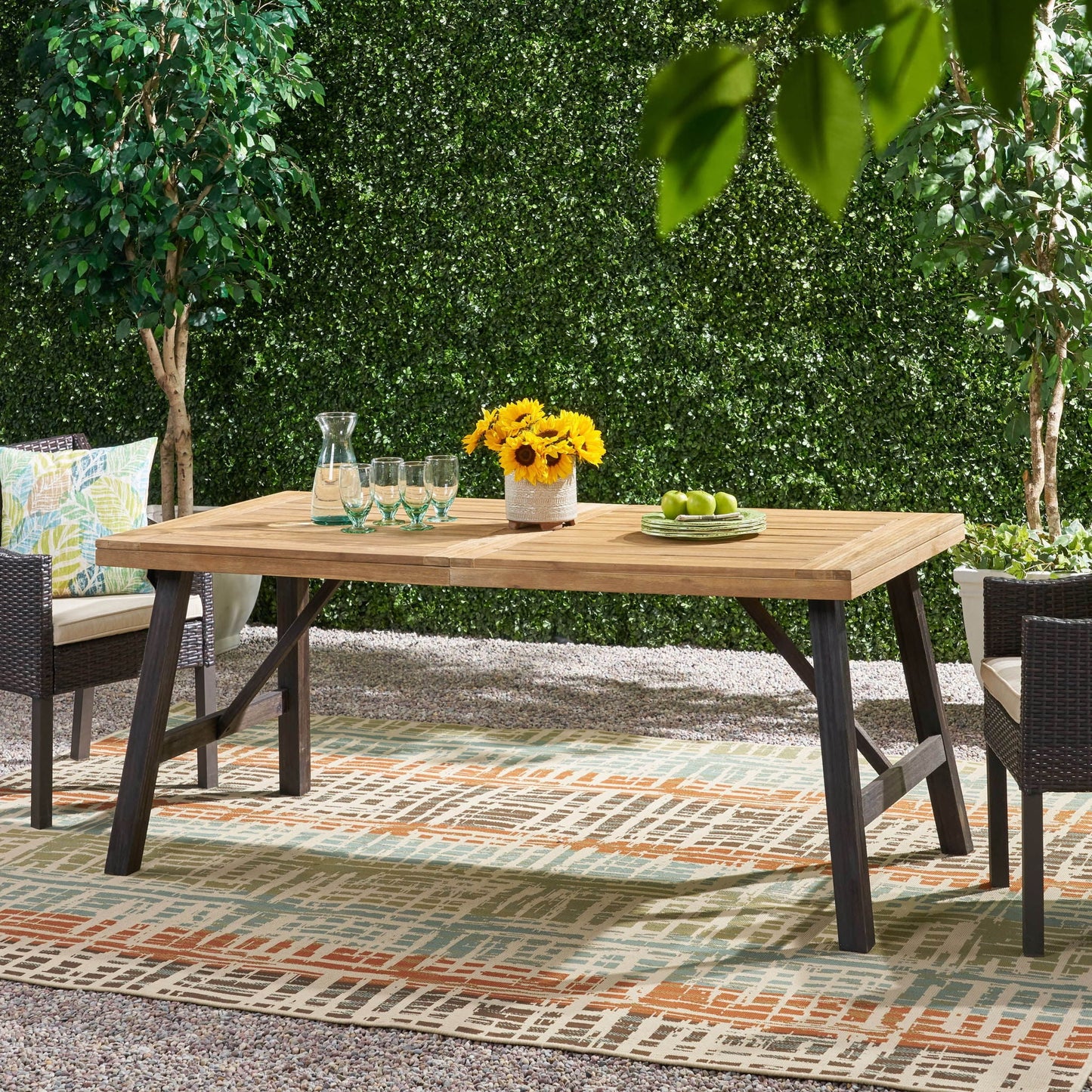Outdoor Dining Set with 2 Benches and 1 Dining Table - Light Brown