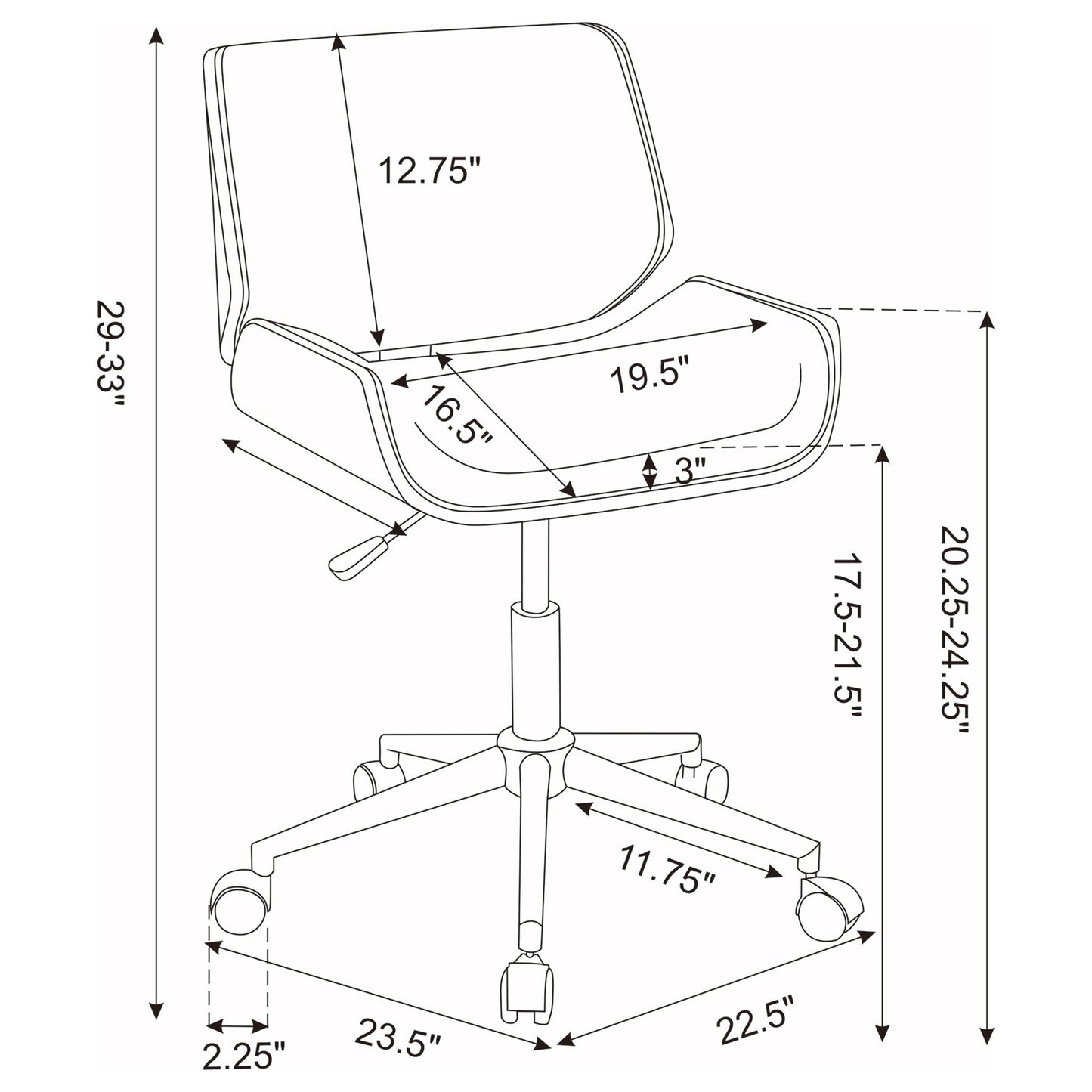 Swivel Office Chair With Adjustable Height - Black