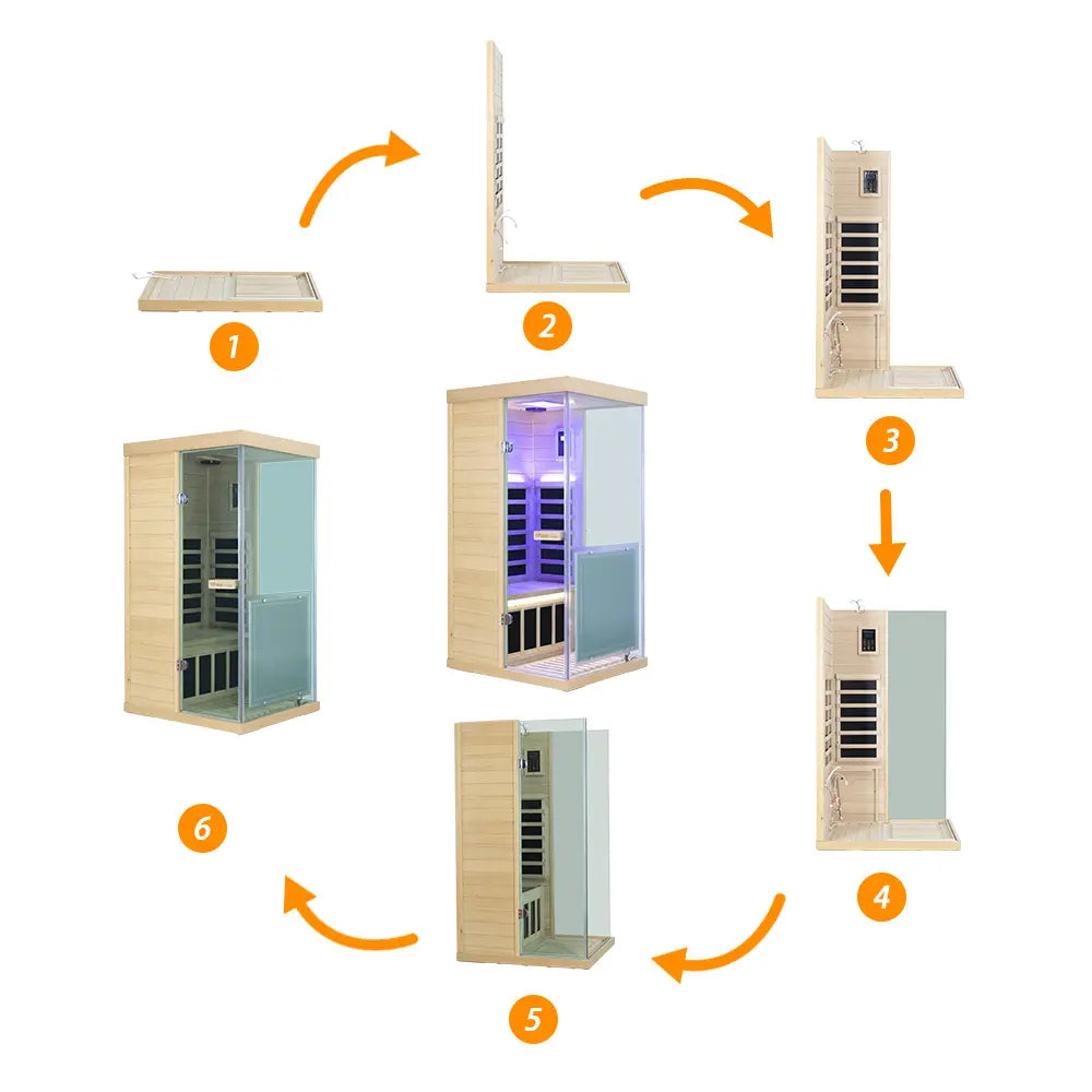 Wizzisauna 909MX Mini 1 Person Infrared Sauna 3 Sides Large Glass Panels