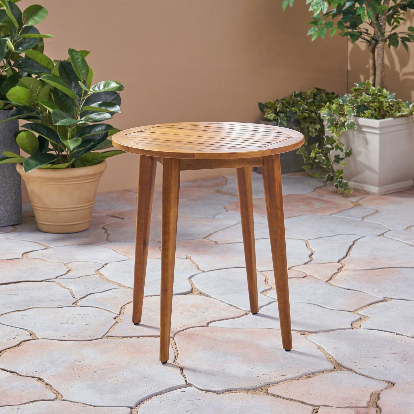 Stamford Modern Outdoor Bistro Table with Water-Resistant Teak
