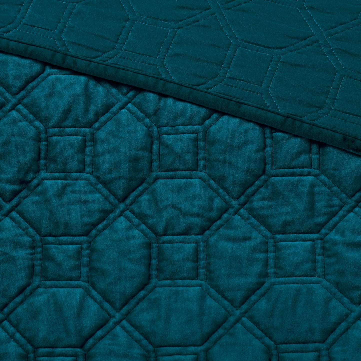 3 Piece Velvet Quilt Set Teal Full/Queen