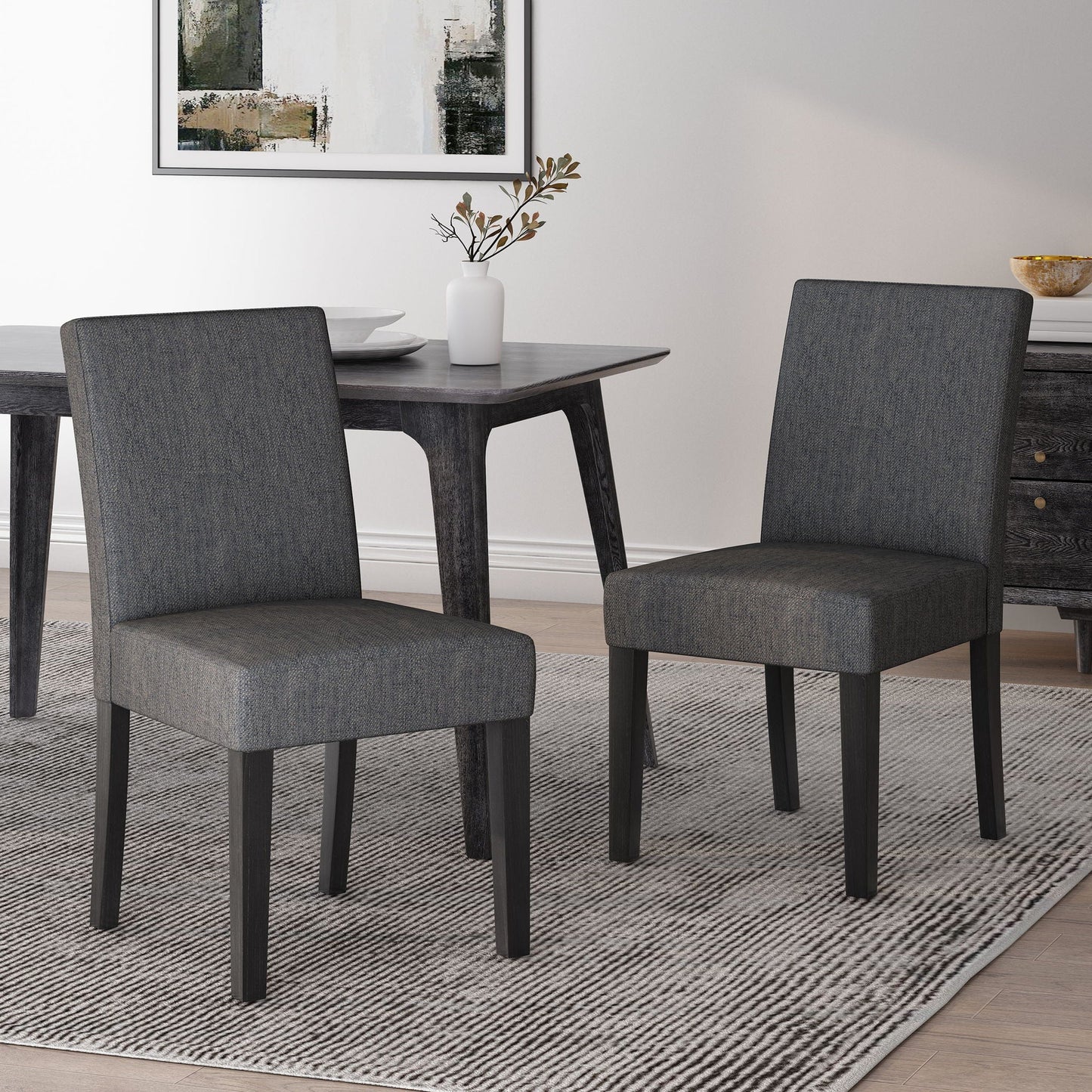 Contemporary Dining Chair with Upholstered Seating and Tapered Legs