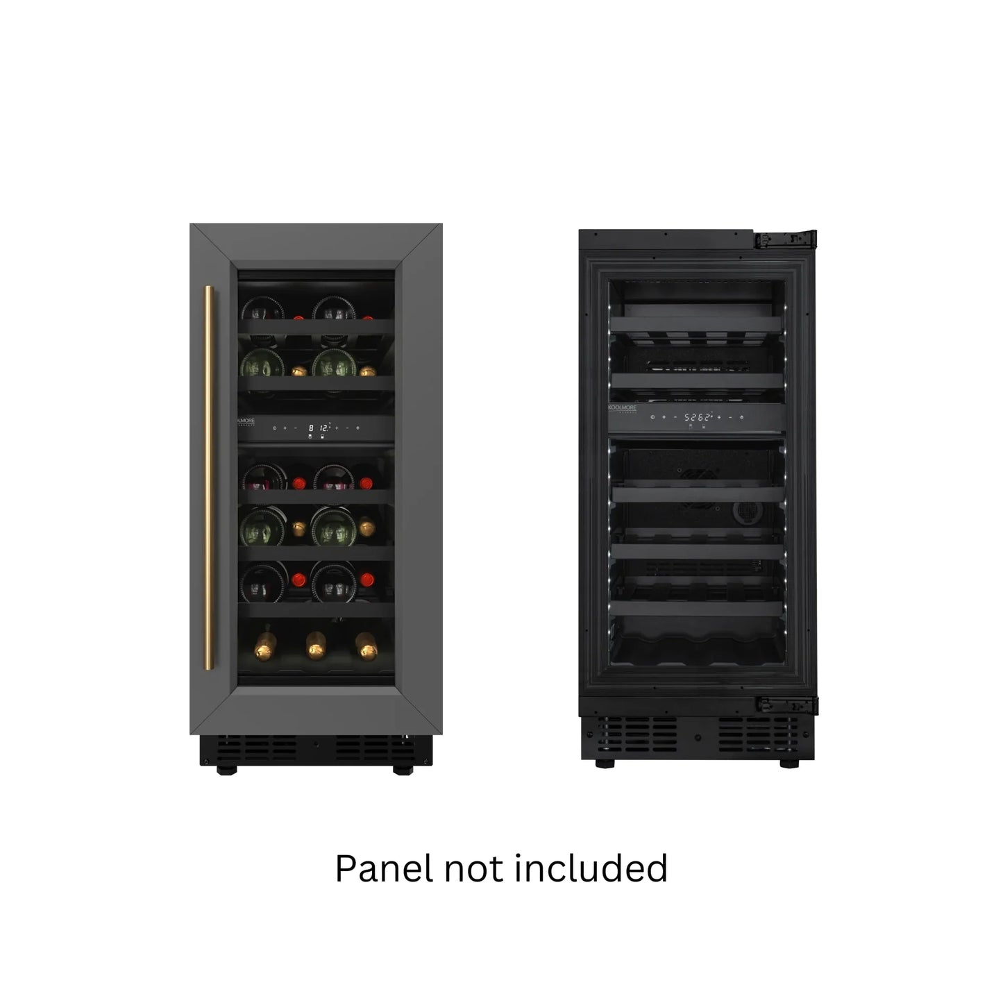 KoolMore Reserve 15 in. Under-Counter Panel Ready Dual Zone Built-in Wine Cooler and 23 Bottle Capacity in Black