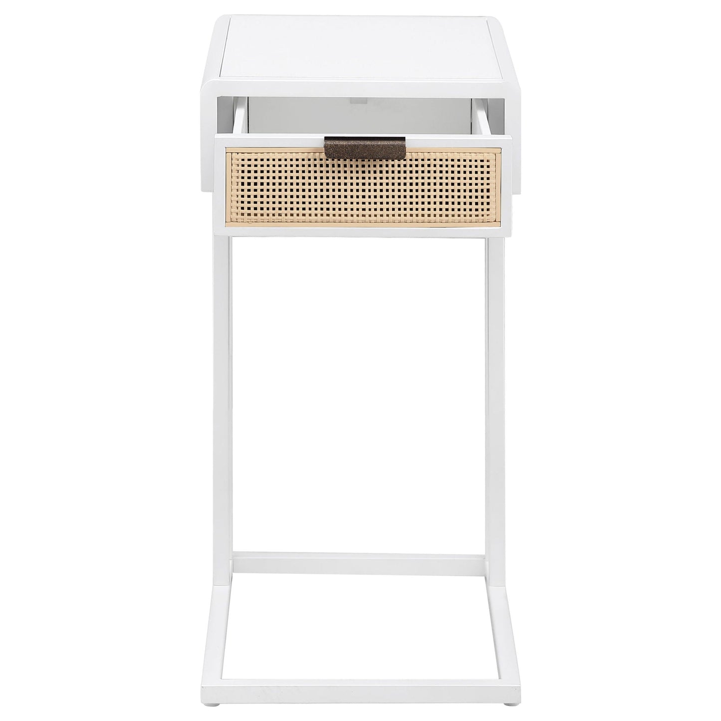 Kenneth - C Shape Side Table With Single Drawer - White