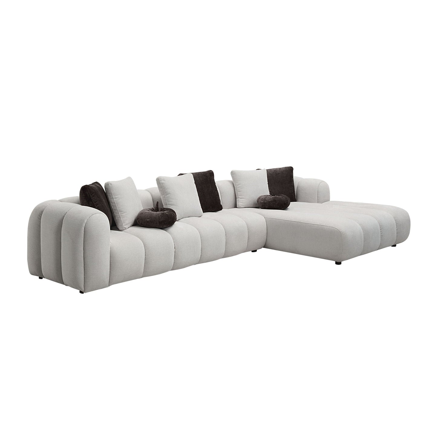 Manilla Sectional Sofa With 8 Pillows - Ivory White