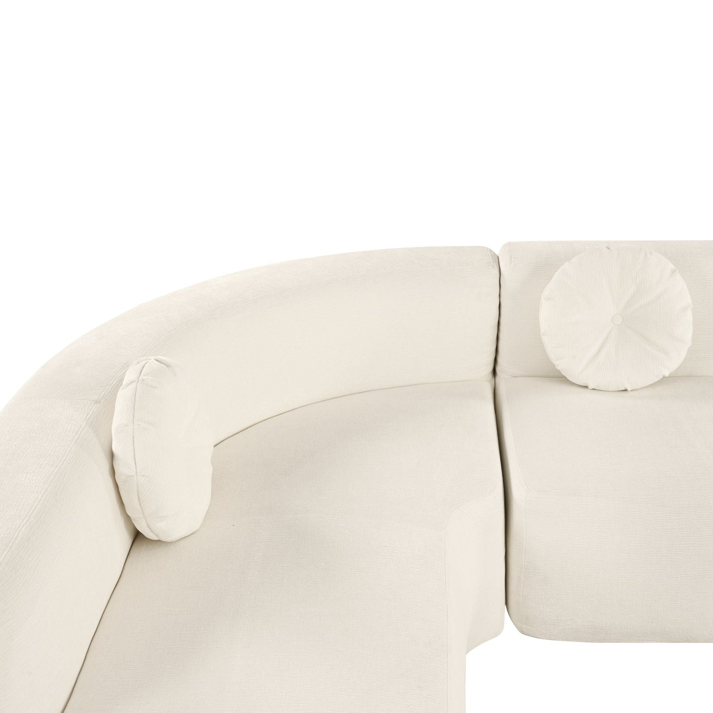 Extra Large Sectional Sofa Soft Fabric Upholstery, Elegant Curved Design With 3 Round Cushions, High-Resilience Foam