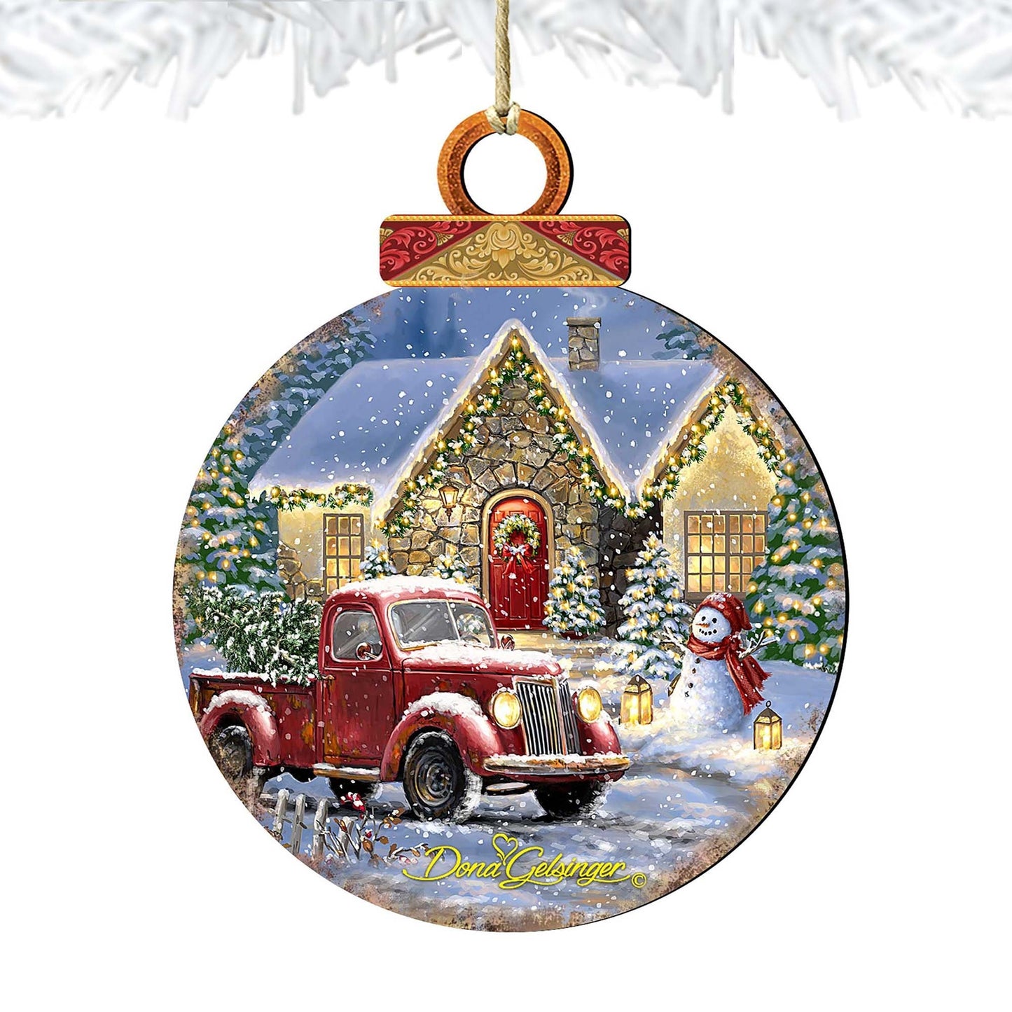 Christmas Light Lane Wooden Ornaments by Gelsinger - Christmas Santa Snowman Decor - 8021039-1926