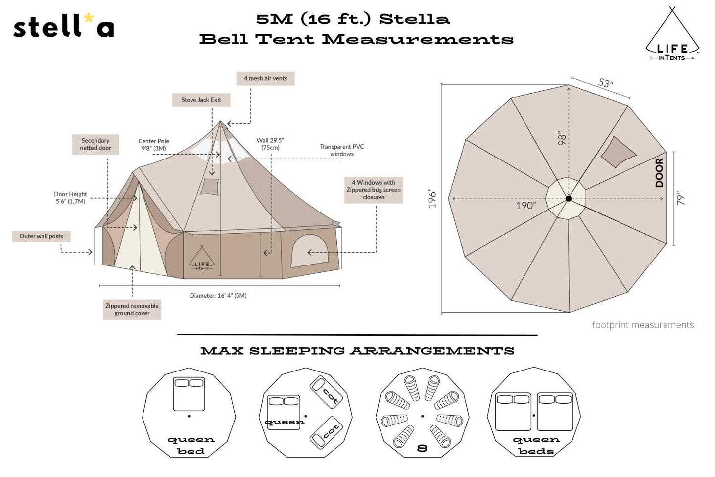 16' (5M) Stella™ Stargazer Bell Tent by Life in Tents