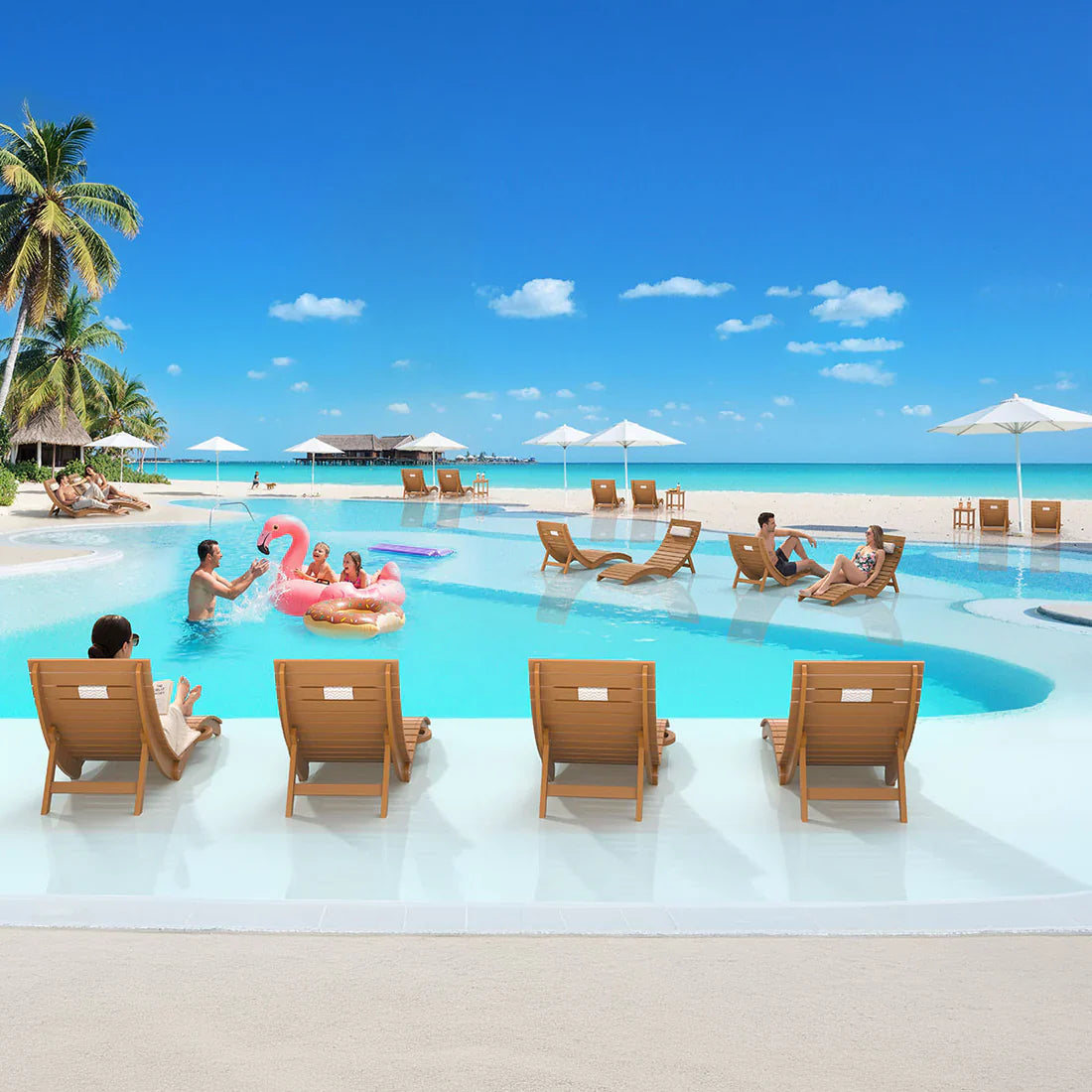 AquaCurve™ AquaWave Pre-Assembled Folding Pool Lounge Chair for Tanning Ledge
