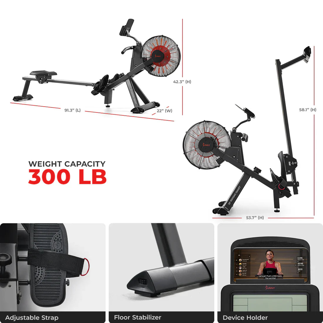 Air and Magnetic Resistance Exercise Rowing Machine by Sunny Health & Fitness