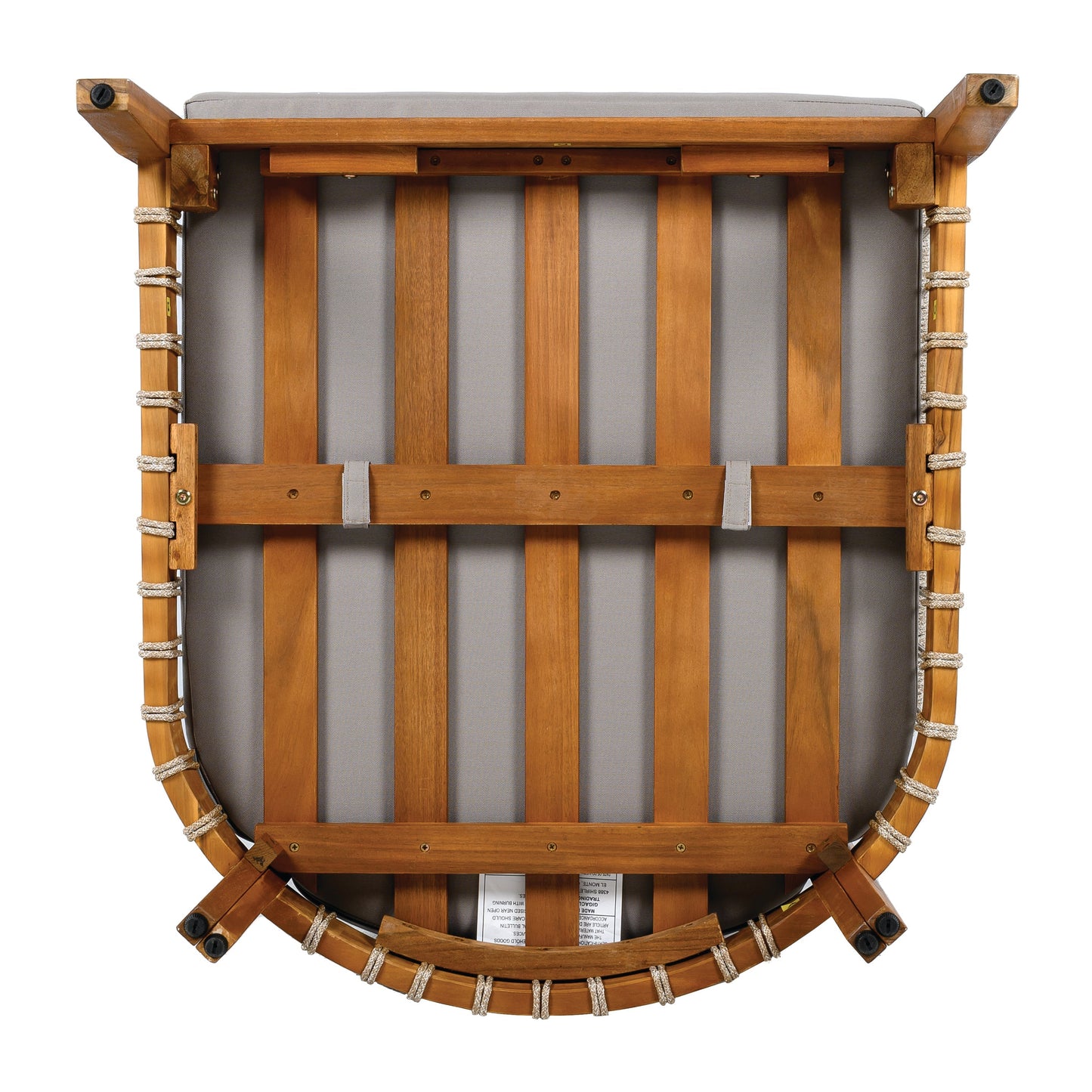 Acacia Wood Outdoor Club Chair with Handwoven Rope Accents & Curved Backrest