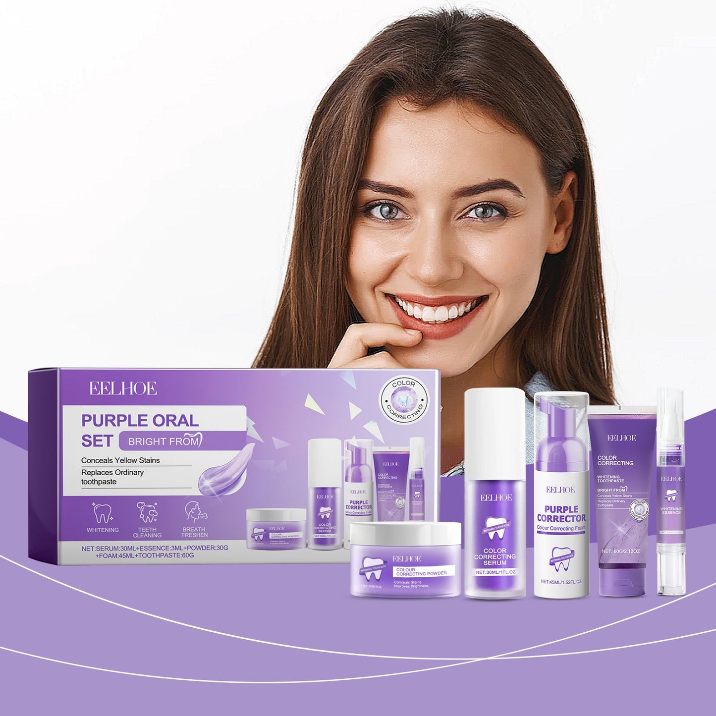 Purple Toned Teeth Set Clean Teeth Fresh Breath Care Mouth Clean Mouth Care