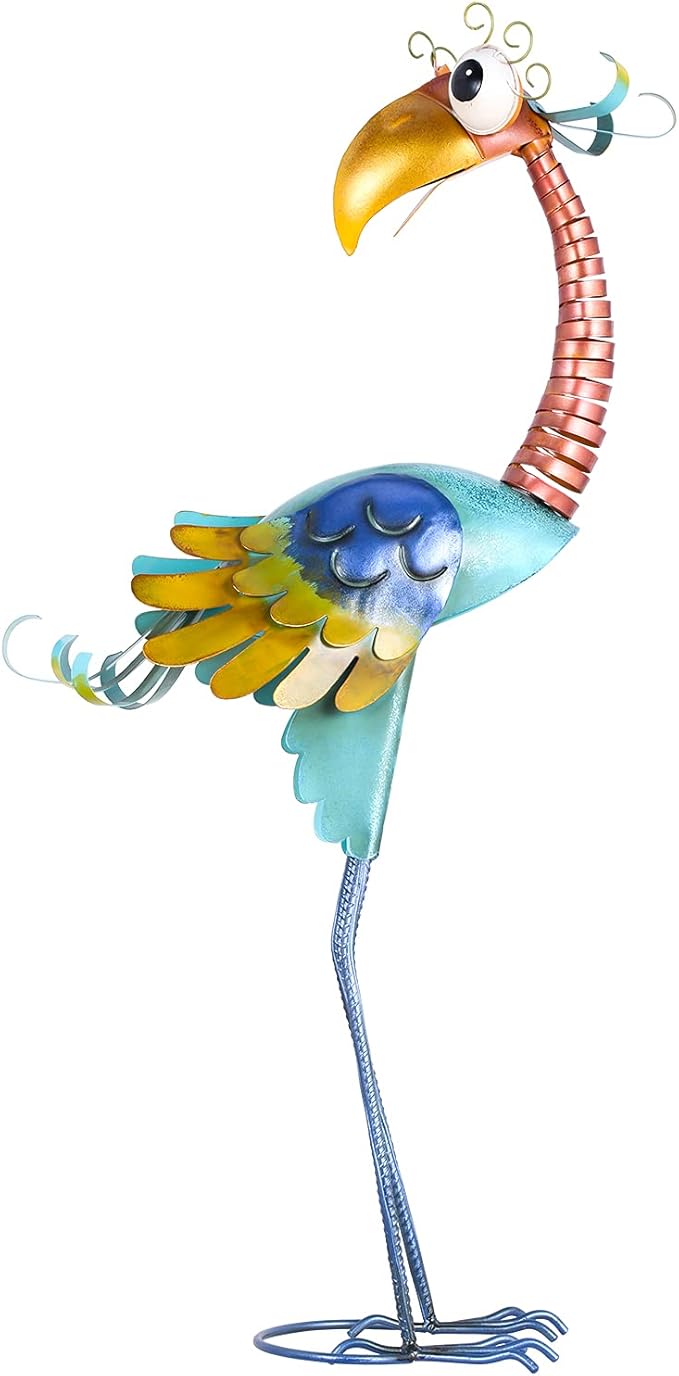 Tooarts Metal Garden Bird Statue Standing Animal Backyard Ornaments Outdoor Sculpture for Lawn Patio Art Decoration