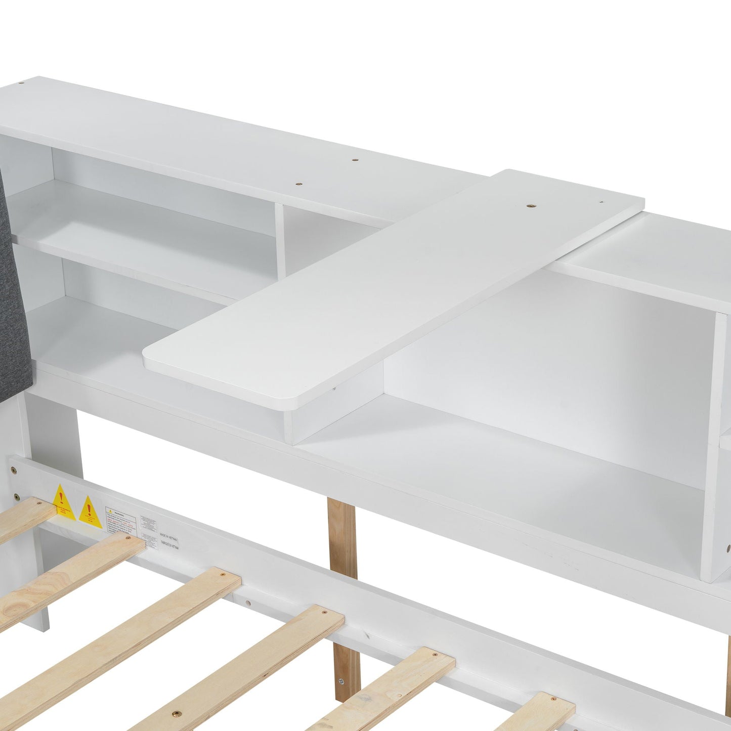 Platform Bed With Trundle, Shelves, And Storage Headboard