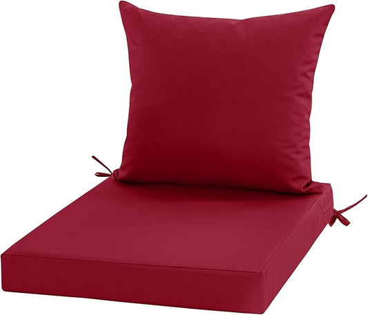 Outdoor Chair Cushions, Waterproof Outdoor Cushions for Patio Furniture w/Fade-Resistant, Removable & Machine-Washable Covers, 19x19 Inch, Ideal for Seat in Gardens/Porch – Set of 1/2/4, Burgundy
