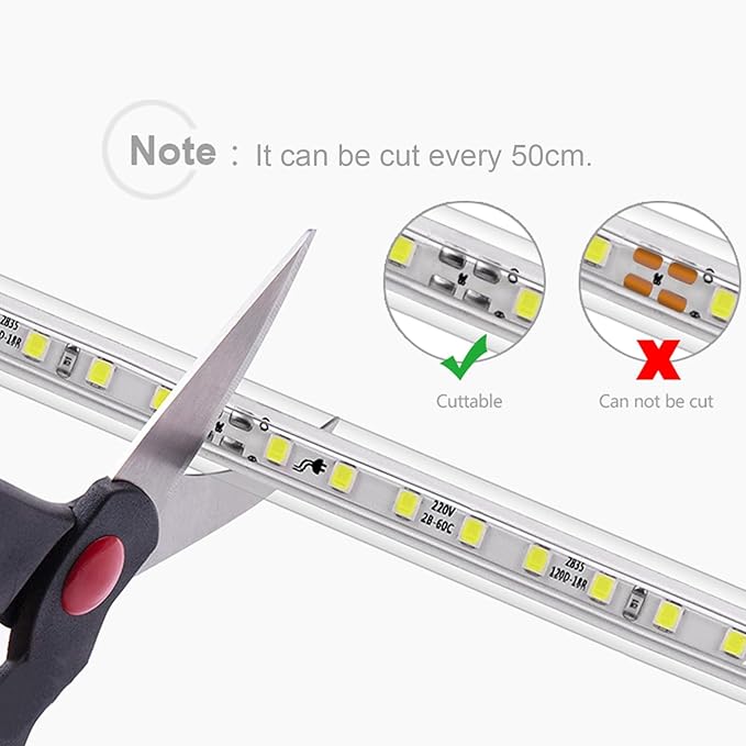 Outdoor LED Strip Lights,AC110V 65.6FT/20M LED Light Strip White,IP65 Waterproof 6500K Flexible LED Rope Lights for Patio Backyard Garden Kitchen Lighting(65.6FT, White)