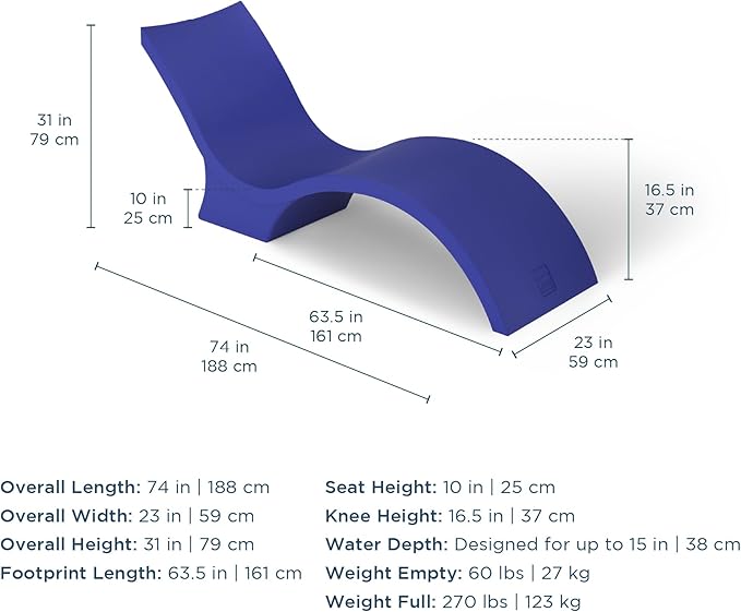 Ledge Lounger - Signature Chaise Deep - Inside Pool & Sun Shelf Lounge Chair - Designed for Deep Shelves 10”-15” - Compatible with All Pool Types - Poolside & Sun Deck Tanning - Set of 2 - Sandstone