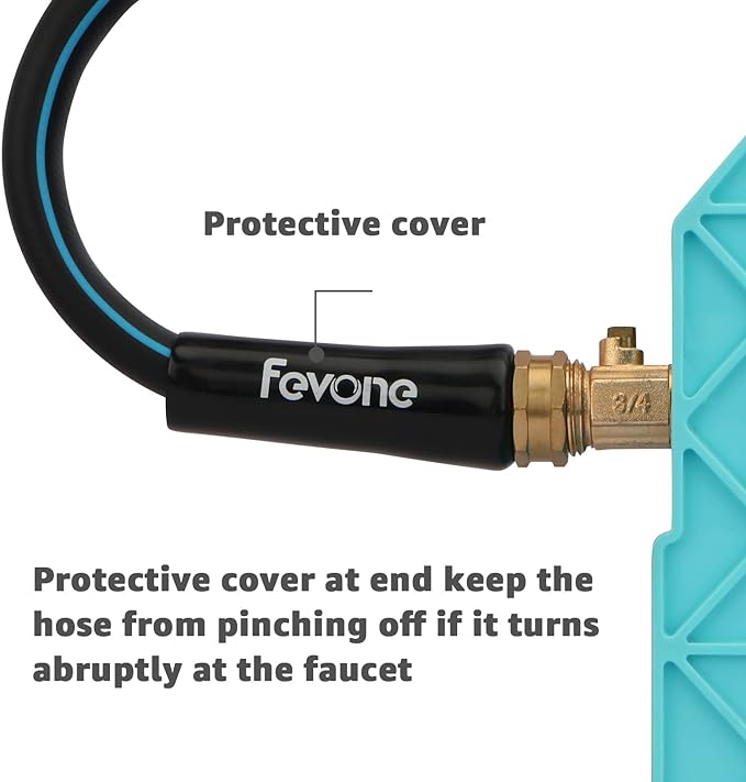 Fevone 25 ft Garden Hose, Heavy Duty Water Hose, Hybrid Polymer, Kink Resistance, Flexible, Durable, Solid Brass Fittings, 3/4" GHT, 5/8" ID, 600 PSI,