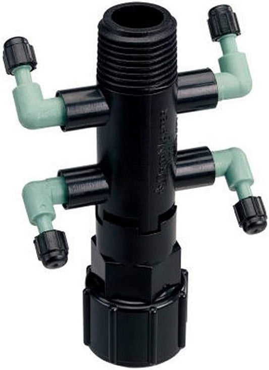 Orbit 3 Pack Drip System Shrub Adapter 4-Port Watering Manifold for 1/4 Inch Tube