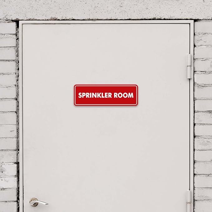 Signs ByLITA Standard Sprinkler Room Sign (White/Red) - Medium 2 Pack